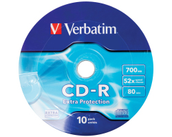 CD-R Verbatim 700MB 52&times; DataLife/Extra Protection 10 pack wrap