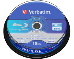Blu-Ray Verbatim BD-R DL 6&times; 50GB Hard Coat Scratch Guard Plus 10 pack spindle