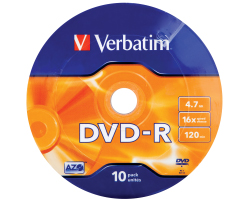 DVD-R Verbatim 4.7GB 16&times; Matt Silver 10 pack wrap 