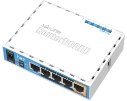 Mikrotik RB951Ui-2nD hAP, 650MHz CPU, 64MB RAM, 5&times;LAN, 2.4Ghz 802.11b/g/n, integrirana antena, USB, RouterOS L4, plastično kući&scaron;te, PSU