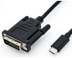 Roline USB-C - DVI kabel, M/M, 2.0m, crni
