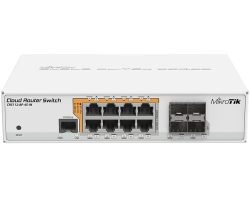 Mikrotik Cloud Router Switch CRS112-8P-4S-IN, QCA8511 400Mhz CPU, 128MB RAM, 8&times;G-LAN PoE-out, 4&times;SFP, RouterOS L5, desktop kući&scaron;te, rack mount, PSU