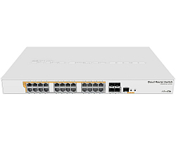 Mikrotik Cloud Router Switch CRS328-24P-4S+RM, 800 MHz CPU, 512MB RAM, 24&times;G-LAN (all PoE-out), 4xSFP+, RouterOS L5/SwitchOS (dual boot), 1U rackmount kući&scaron;te, 500W PSU 