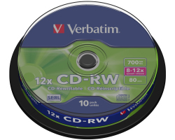CD-RW Verbatim 700MB 8-12&times; DataLife Plus 10 pack spindle
