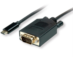 Roline VALUE USB-C - VGA kabel, M/M, 2.0m, crni