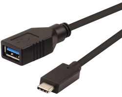 Roline USB3.2 Gen 1 kabel TIP A-C F/M, 0.15m, crni