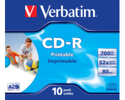 CD-R Verbatim 700MB 52&times; DataLife/Wide Inkjet Printable 1 komad JC