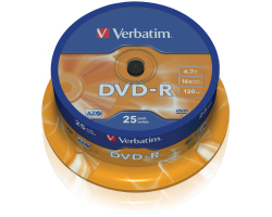 DVD-R Verbatim 4.7GB 16&times; Matt Silver 25 pack spindle