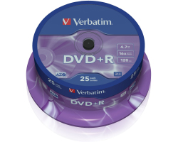 DVD+R Verbatim 4.7GB 16&times; Matt Silver 25 pack spindle