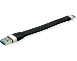 Roline USB3.2 Gen 1 silikonski kabel TIP A-C M/M, 0.11m, crni