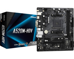 Asrock MB A520M-HDV, S. AM4, DDR4/4733+(OC), PCIe 3.0, G-LAN, VGA/DVI-D/HDMI, mATX