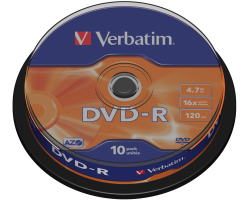 DVD-R Verbatim 4.7GB 16&times; Matt Silver 10 pack spindle