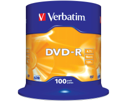 DVD-R Verbatim 4.7GB 16&times; Matt Silver 100 pack spindle